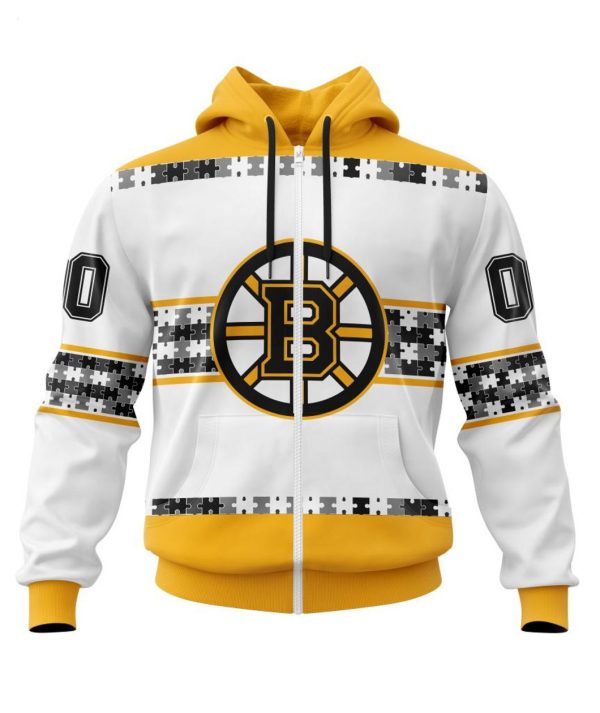 NHL Boston Bruins Autism Awareness Custom Name And Number 3D Hoodie