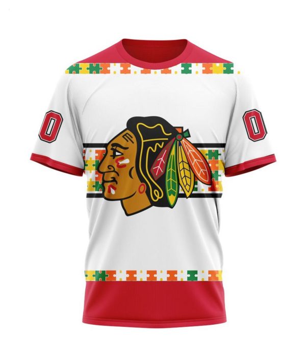 NHL Chicago BlackHawks Autism Awareness Custom Name And Number 3D Hoodie