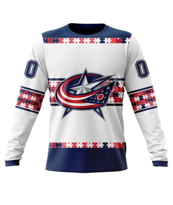 NHL Columbus Blue Jackets Autism Awareness Custom Name And Number 3D Hoodie