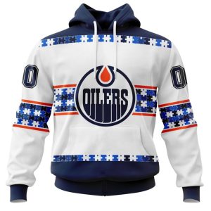 NHL Edmonton Oilers Autism Awareness Custom Name And Number 3D Hoodie