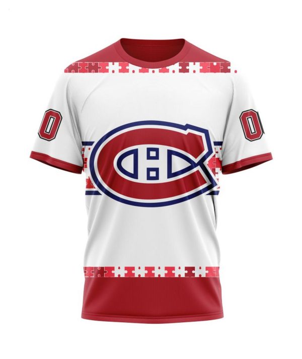 NHL Montreal Canadiens Autism Awareness Custom Name And Number 3D Hoodie