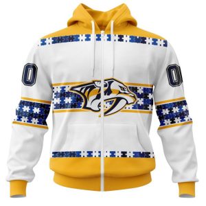 NHL Nashville Predators Autism Awareness Custom Name And Number 3D Hoodie