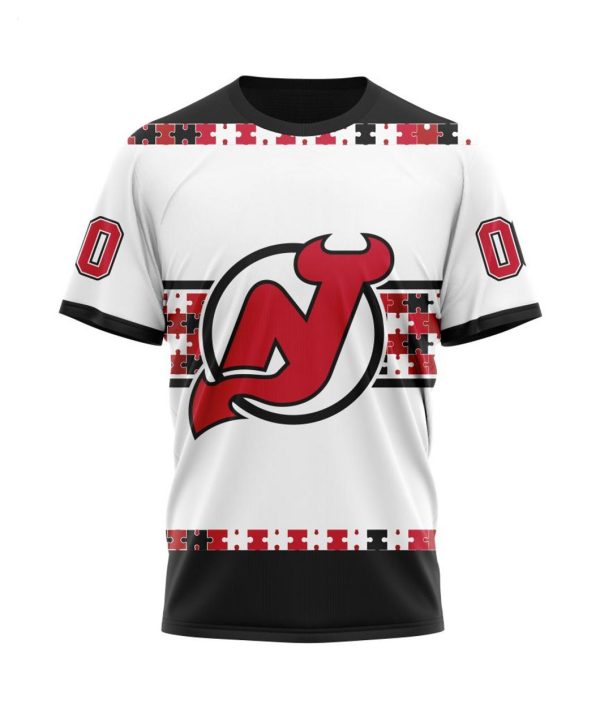 NHL New Jersey Devils Autism Awareness Custom Name And Number 3D Hoodie