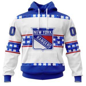 NHL New York Rangers Autism Awareness Custom Name And Number 3D Hoodie