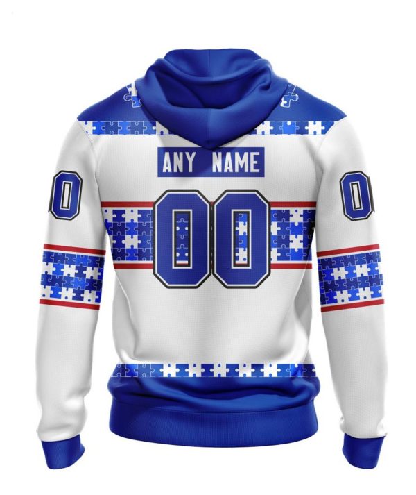 NHL New York Rangers Autism Awareness Custom Name And Number 3D Hoodie