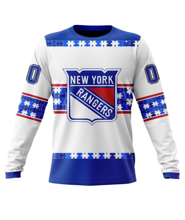 NHL New York Rangers Autism Awareness Custom Name And Number 3D Hoodie