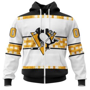 NHL Pittsburgh Penguins Autism Awareness Custom Name And Number 3D Hoodie