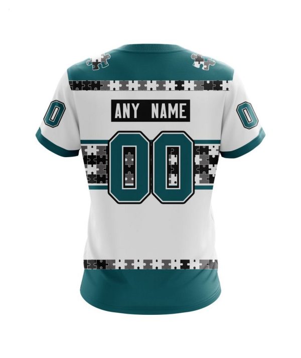NHL San Jose Sharks Autism Awareness Custom Name And Number 3D Hoodie