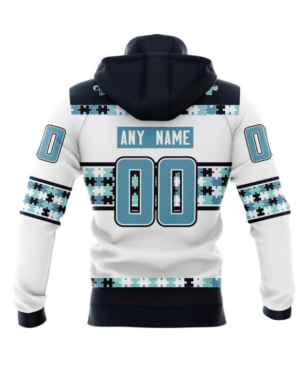 NHL Seattle Kraken Autism Awareness Custom Name And Number 3D Hoodie