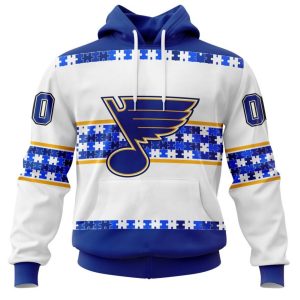NHL St. Louis Blues Autism Awareness Custom Name And Number 3D Hoodie