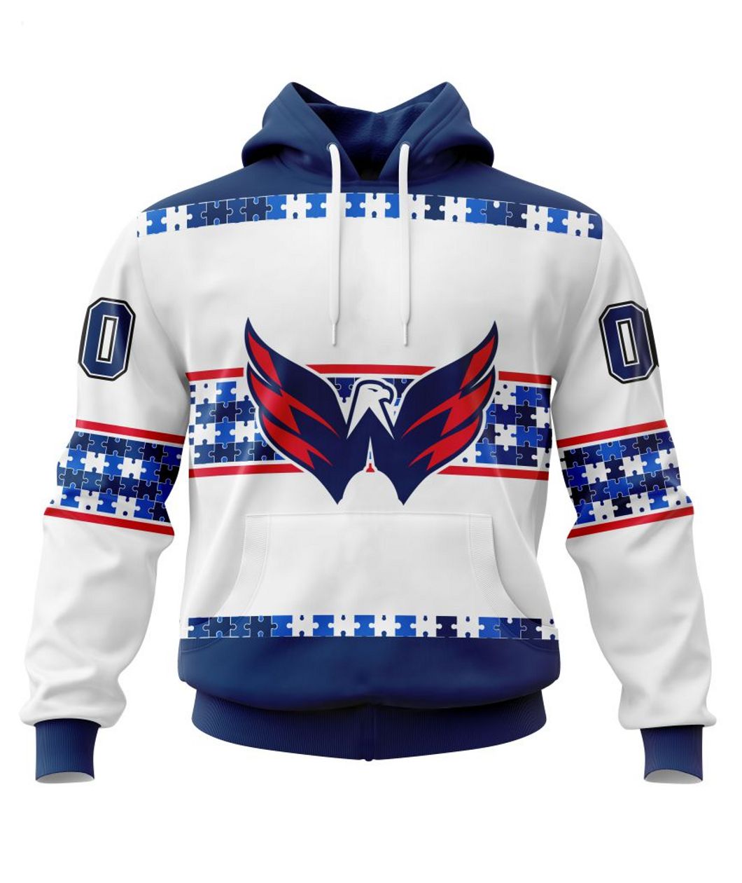 NHL Washington Capitals Custom Name Number Specialized Retro Concepts Jersey  Zip Up Hoodie