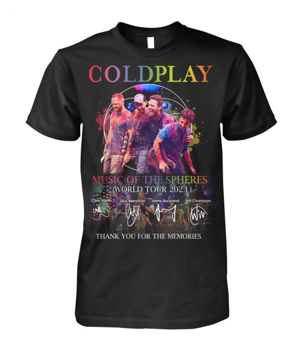 Coldplay Music Of The Spheres World Tour 2023 Thank You For The Memories T-Shirt