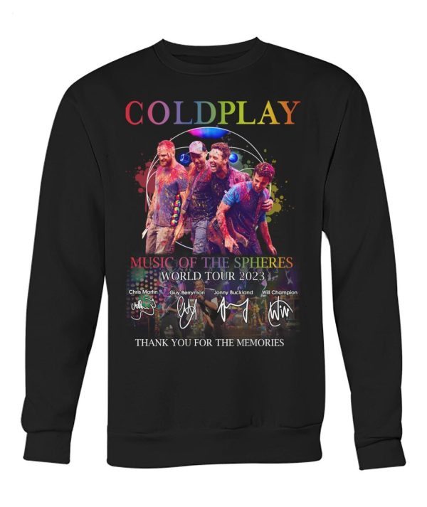 Coldplay Music Of The Spheres World Tour 2023 Thank You For The Memories T-Shirt