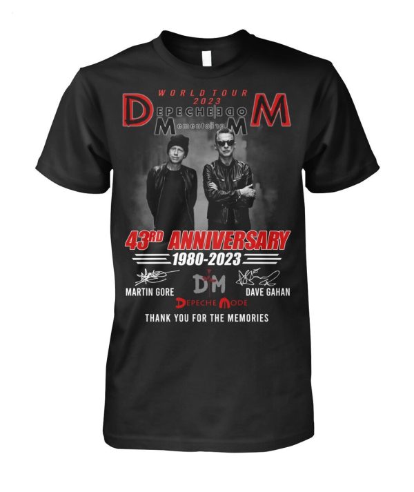 World Tour 2023 Depeche Mode Memento Mori 43rd Anniversary 1980-2023 Thank You For The Memories T-Shirt