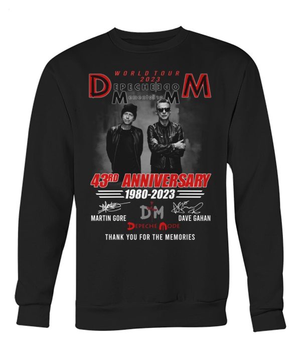 World Tour 2023 Depeche Mode Memento Mori 43rd Anniversary 1980-2023 Thank You For The Memories T-Shirt