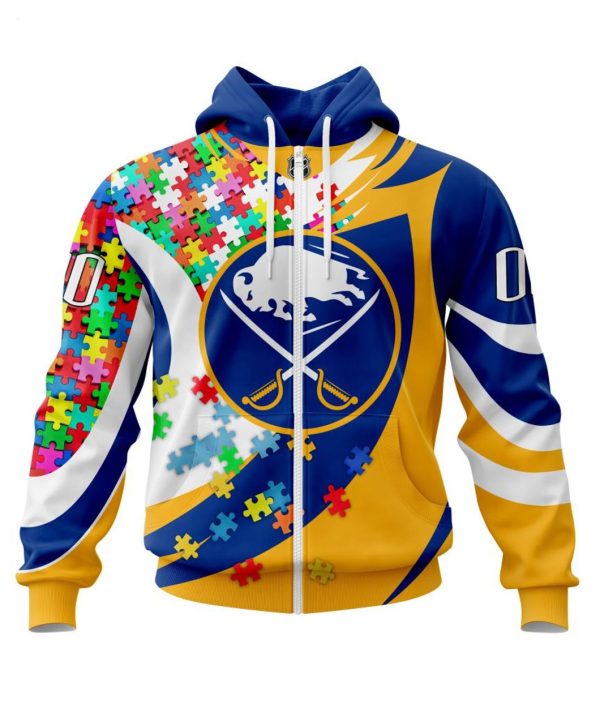 NHL Buffalo Sabres Autism Awareness Personalized Name & Number 3D Hoodie