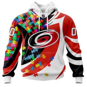 NHL Carolina Hurricanes Autism Awareness Personalized Name & Number 3D Hoodie