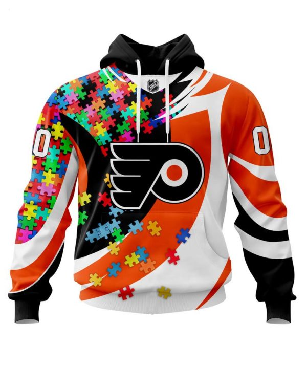 NHL Philadelphia Flyers Autism Awareness Personalized Name & Number 3D Hoodie