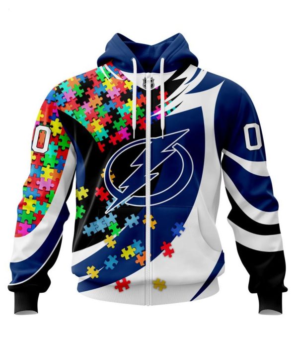 NHL Tampa Bay Lightning Autism Awareness Personalized Name & Number 3D Hoodie