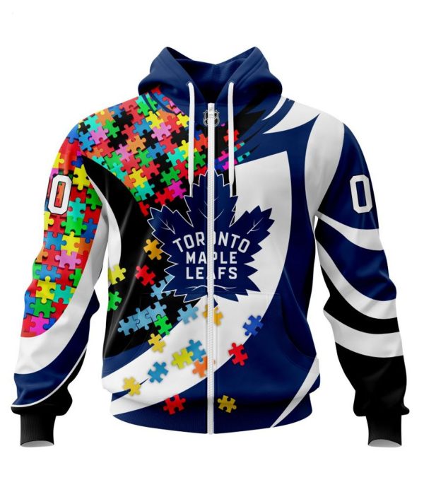 NHL Toronto Maple Leafs Autism Awareness Personalized Name & Number 3D Hoodie