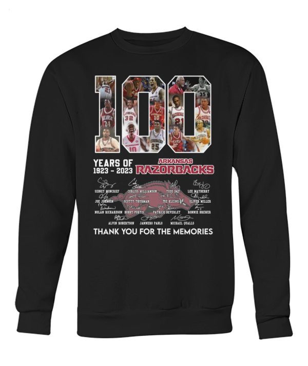 100 Years Of 1923 – 2023 Arkansas Razorbacks Thank You For The Memories T-Shirt