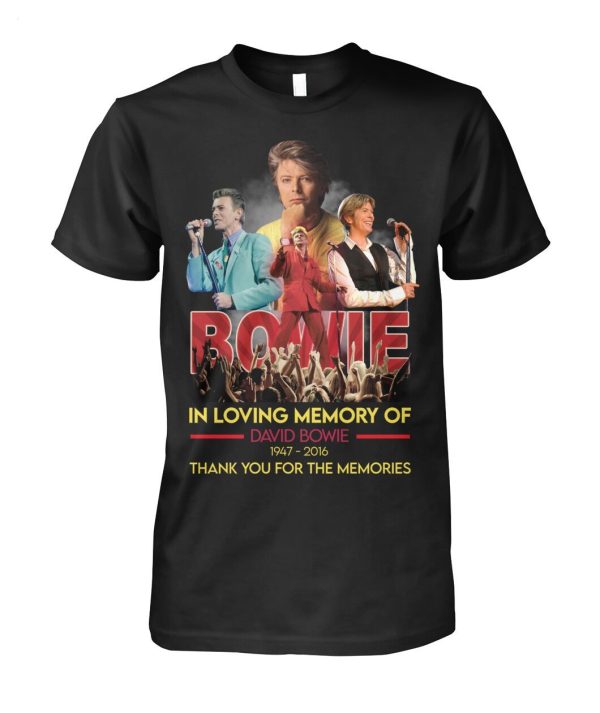 In Loving Memory Of David Bowie 1947 – 2016 Thank You For The Memories T-Shirt