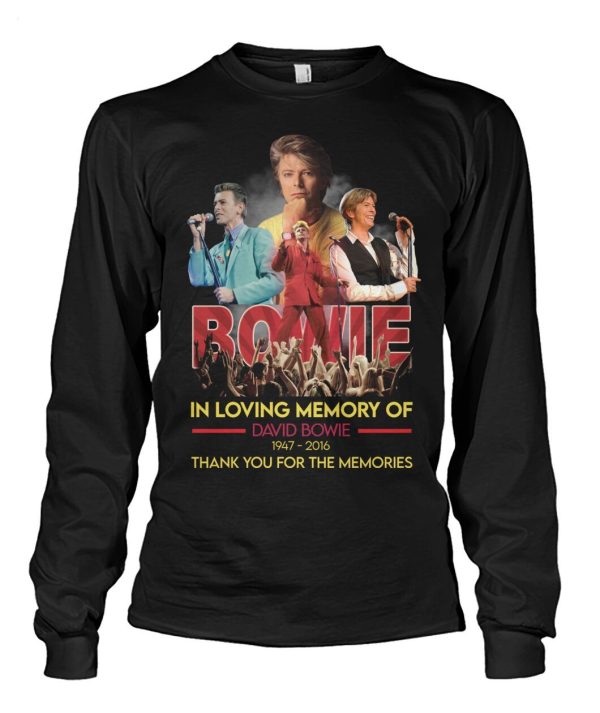 In Loving Memory Of David Bowie 1947 – 2016 Thank You For The Memories T-Shirt