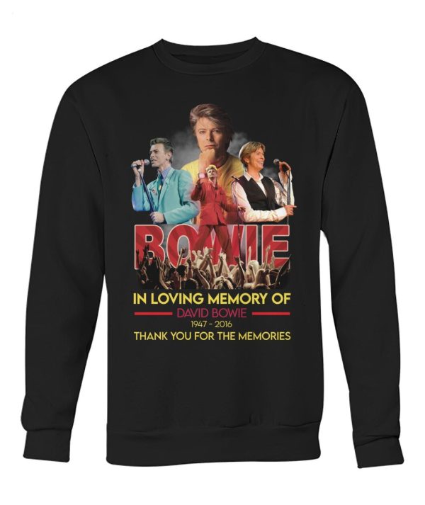 In Loving Memory Of David Bowie 1947 – 2016 Thank You For The Memories T-Shirt