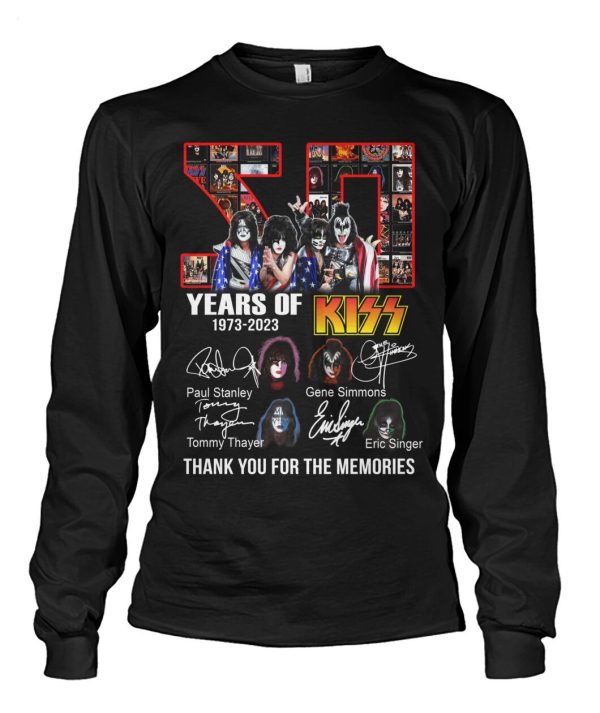 Limited Edition Kiss Band 50 Years Of 1973 – 2023 Thank You For The Memories T-Shirt