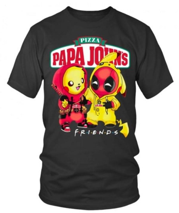 Limited Edition Papa John’s Pizza Deadpool Pikachu Friends T-Shirt