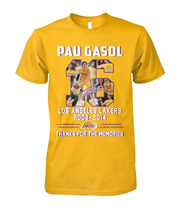 LIMITED EDITION Pau Gasol Los Angeles Lakers 2008 – 2014 Thanks For The Memories T-Shirt