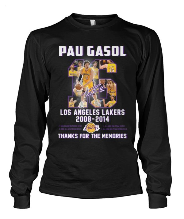 LIMITED EDITION Pau Gasol Los Angeles Lakers 2008 – 2014 Thanks For The Memories T-Shirt