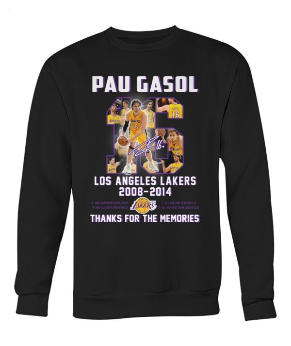 LIMITED EDITION Pau Gasol Los Angeles Lakers 2008 – 2014 Thanks For The Memories T-Shirt