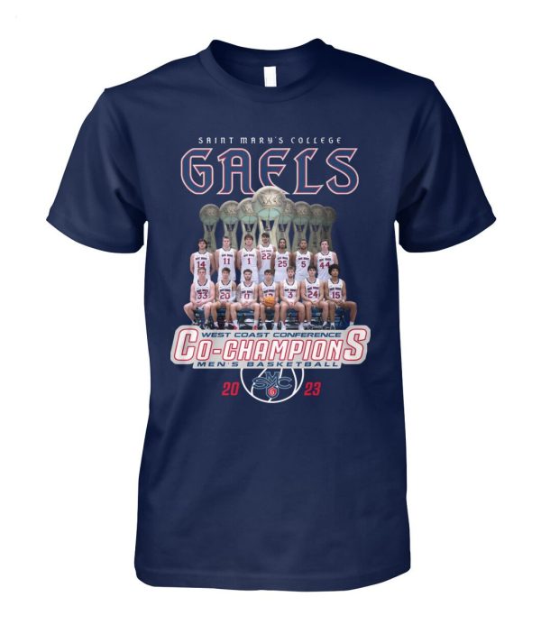 LIMITED EDITION Saint Mary’s College Gaels West Coast Conference Co-Champions Men’s Basketball 2023 T-Shirt