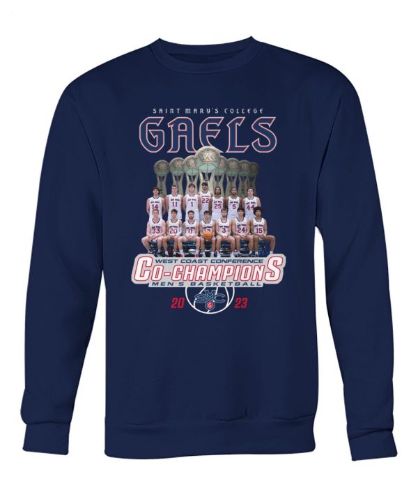 LIMITED EDITION Saint Mary’s College Gaels West Coast Conference Co-Champions Men’s Basketball 2023 T-Shirt