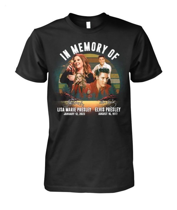 Limited Edition In Memory Of Lisa Marie Presley January 12, 2023 And Elvis Presley August 16, 1977 T-Shirt