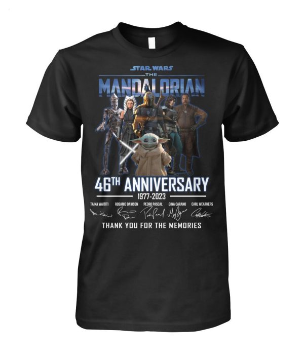 Limited Edition Star Wars The Mandalorian 46th Anniversary 1977 – 2023 Thank You For The Memories T-Shirt