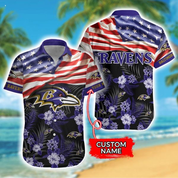 Custom Name NFL Baltimore Ravens Hawaiian Shirt And Short
