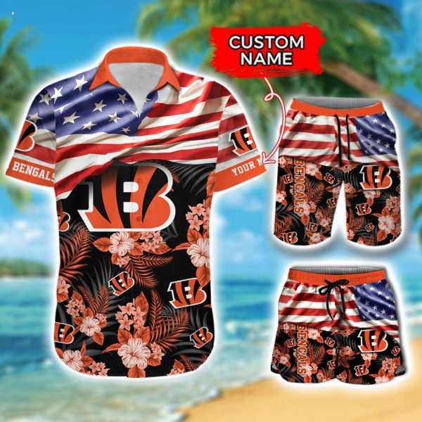 Custom Name NFL Cincinnati Bengals Hawaiian Shirt And Short