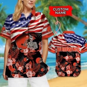 Custom Name NFL Cleveland Browns Hawaiian Shirt And Short