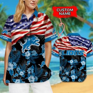 Custom Name NFL Detroit Lions Hawaiian Shirt And Short