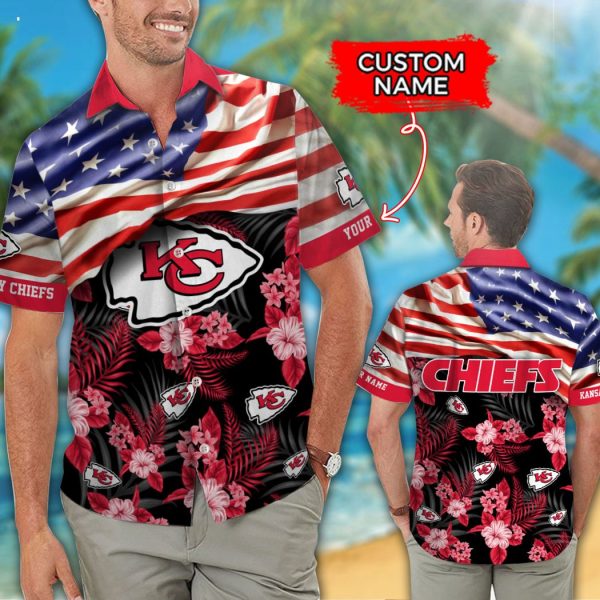 Custom Name NFL Kansas City Chiefs Hawaiian Shirt And Short