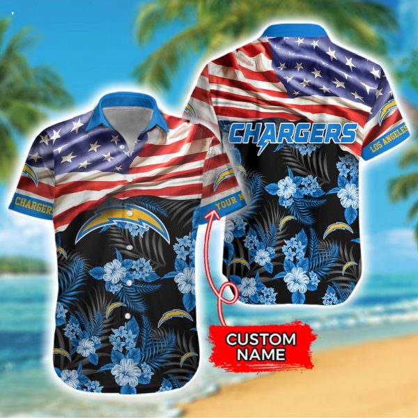 Custom Name NFL Los Angeles Chargers Hawaiian Shirt And Short