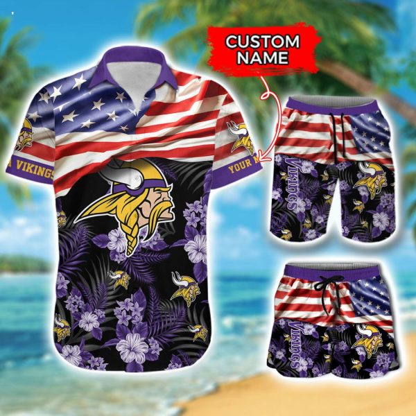 Custom Name NFL Minnesota Vikings Hawaiian Shirt And Short