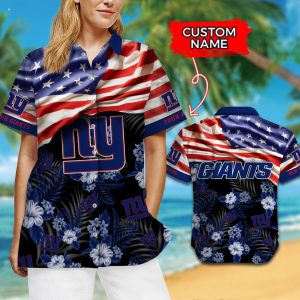 Custom Name NFL New York Giants Hawaiian Shirt And Short