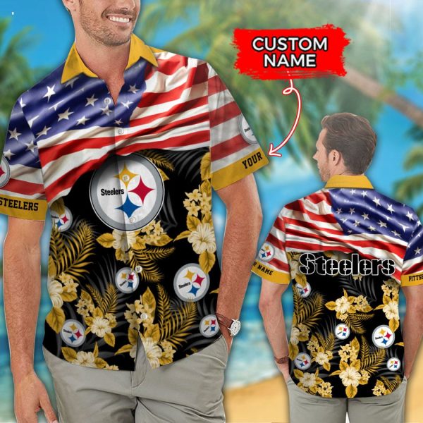 Custom Name NFL Pittsburgh Steelers Hawaiian Shirt And Short