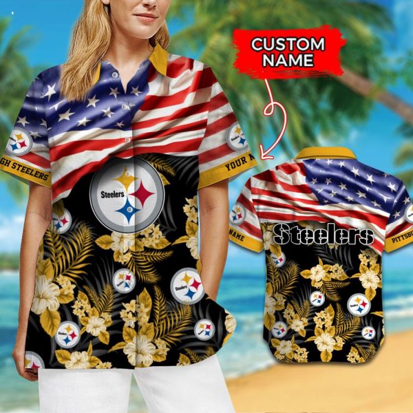 Custom Name NFL Pittsburgh Steelers Hawaiian Shirt And Short