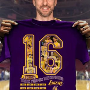 Limited Edition 16 Lakers Legends Thank You For The Memories T-Shirt