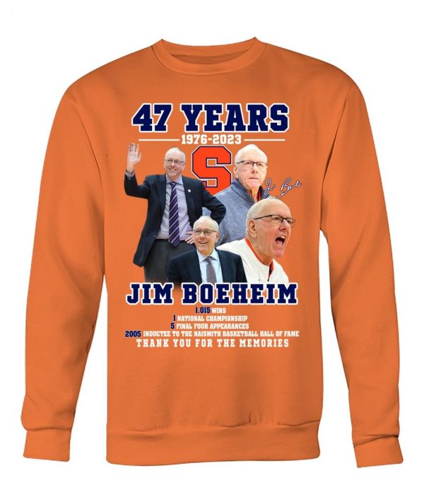 Limited Edition 47 Years Of 1976 – 2023 Jim Boeheim Thank You For The Memories T-Shirt