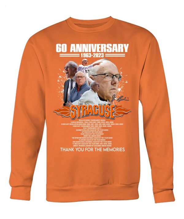 Limited Edition 60 Anniversary 1963 – 2023 Jim Boeheim Syracuse Thank You For The Memories T-Shirt